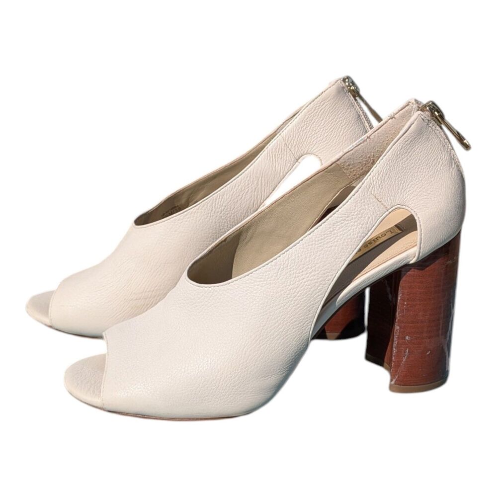 Louise et Cie Katarina Peep-Toe Block Heel Pumps Ivory d'Orsay Size 8.5 Classy
